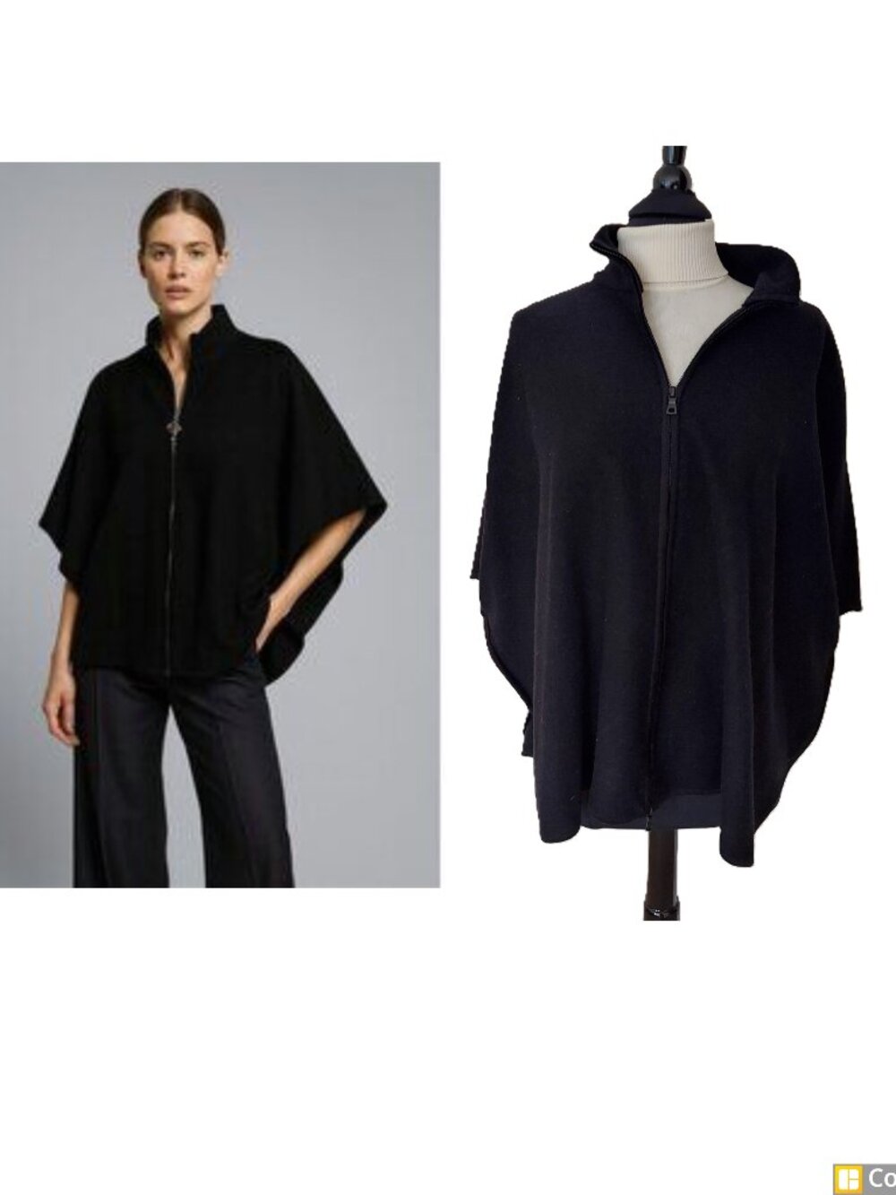 Anne Klein Cape Sz L. 46% Wool, 52% Acrylic. Zipped all the way.